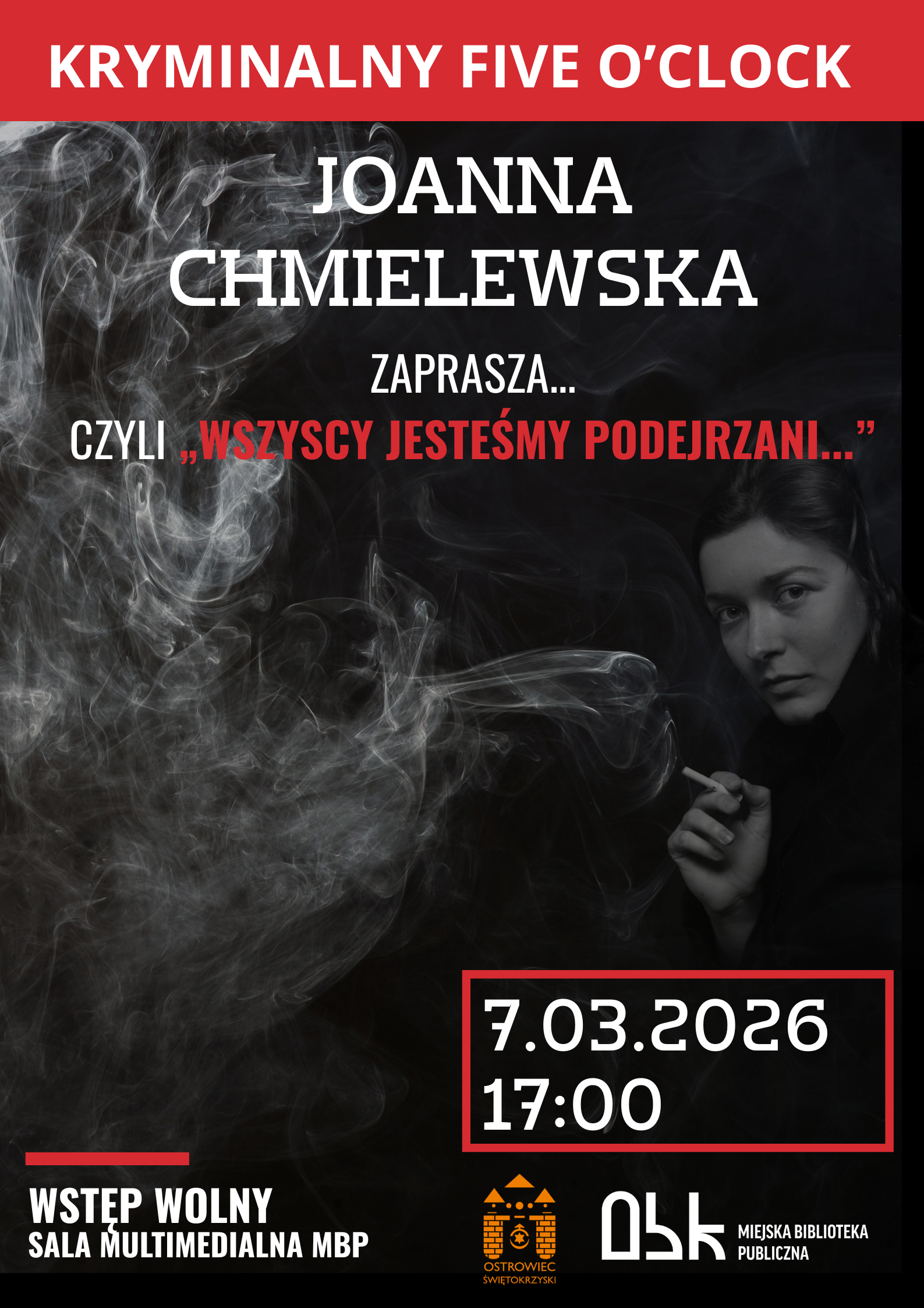 wydarzenie: KRYMINALNY FIVE O'CLOCK - Joanna Chmielewska